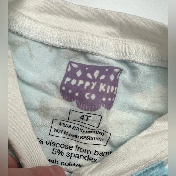 NWT Poppy Kids Co Hydrangea Long Sleeve and Pants Pajamas, Size 4T - Picture 4 of 7